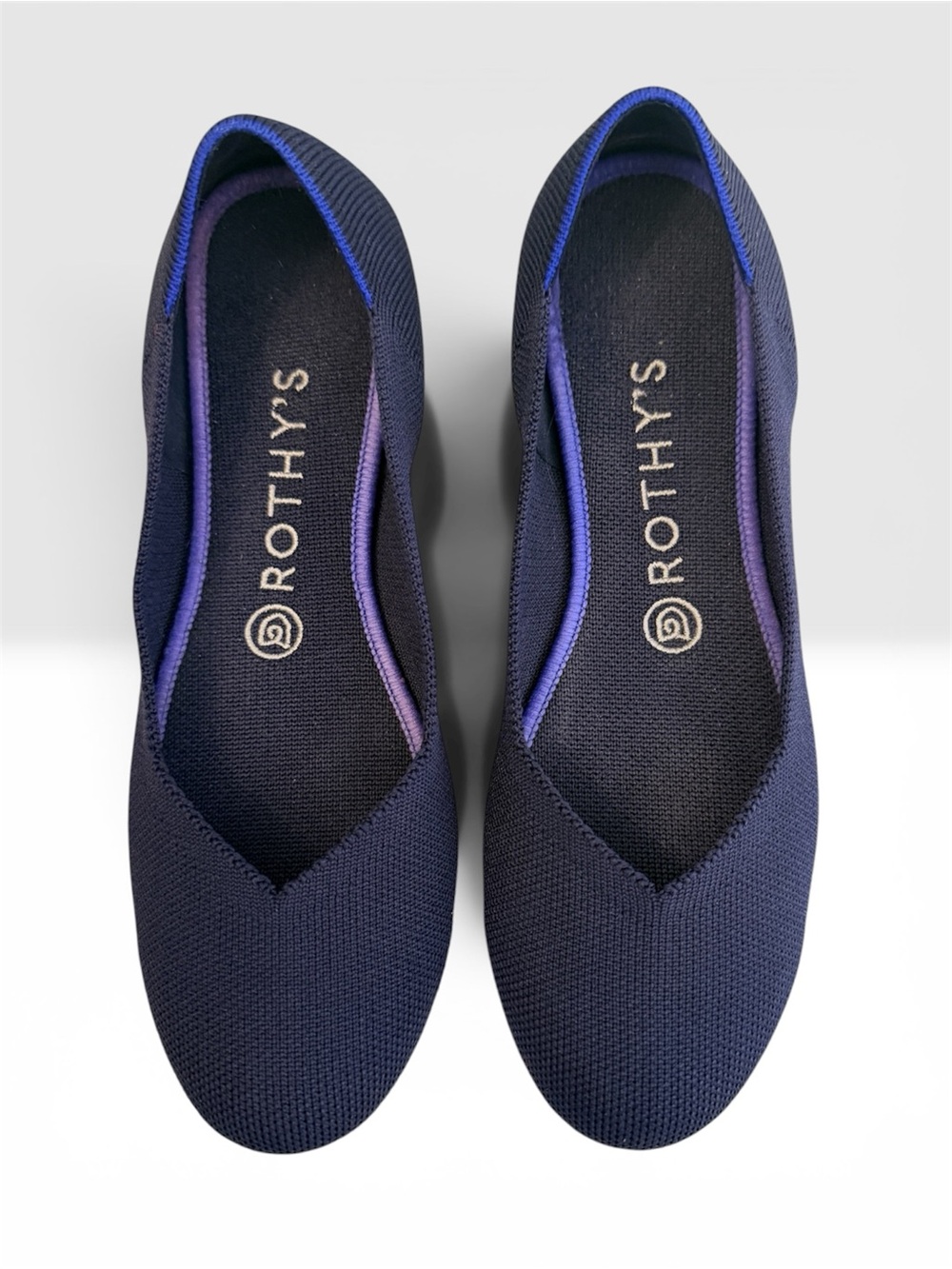 Rothy’s The Point Navy Blue Knit Ballet Flats Size 8